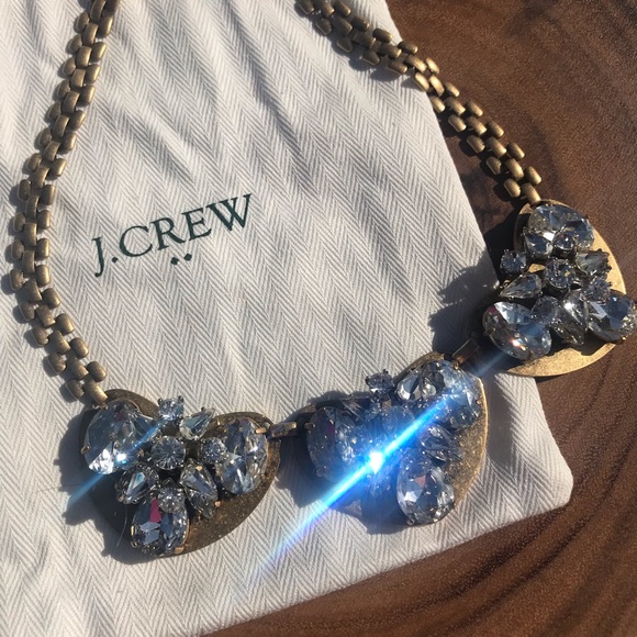 J Crew Pendant Heart ❤️ Jeweled Bib Necklace - Picture 2 of 4